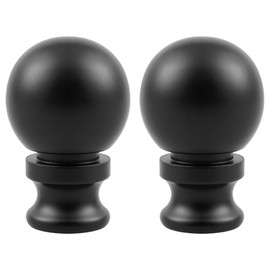 Asjeumt 2 Pieces Lamp Finials, Black Finial for Lamps, Lamp Shade Nut Screw Cap, Metal Knob Topper Finial, for Decorative Replacement DIY Table or Floor Light Lampshade Holder Harp Adapter