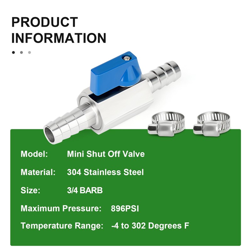 TAISHER 1PCS 304 Stainless Steel 3/4" Mini Ball Valve Shut