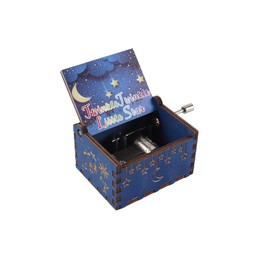 Enwye Hand Crank Vintage Engraved Musical Box, Littele Star Wood Music Box, Mini Colorful Hand Operated Musical Boxes for Birthday Thanksgiving Wedding Valentine