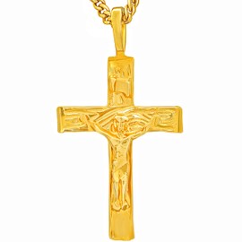 LIFETIME JEWELRY Small Simple Crucifix Necklaces for Men & Women 24k Real Gold Plated (Small Simple Crucifix)