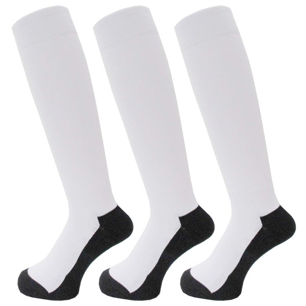 net-005 Baseball Under Socks, Plain, White, Black, 3-Pair Set, Toe,