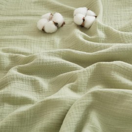 YASMENG Double Muslin Bed Linen 135 x 200 cm Green Muslin Bed Linen 100% Cotton Bed Linen Soft Breathable Cuddly Duvet Cover Set 2-Piece with Zip and 80 x 80 cm Pillowcase