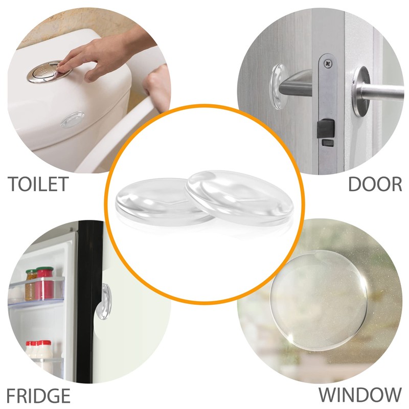 Clear Door Stoppers for Wall - Medium Size 2" (16