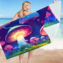 IHAUIUE - Toalla de playa con estampado de hongos psicodélicos a prueba de arena, toalla de baño mágica de secado rápido
