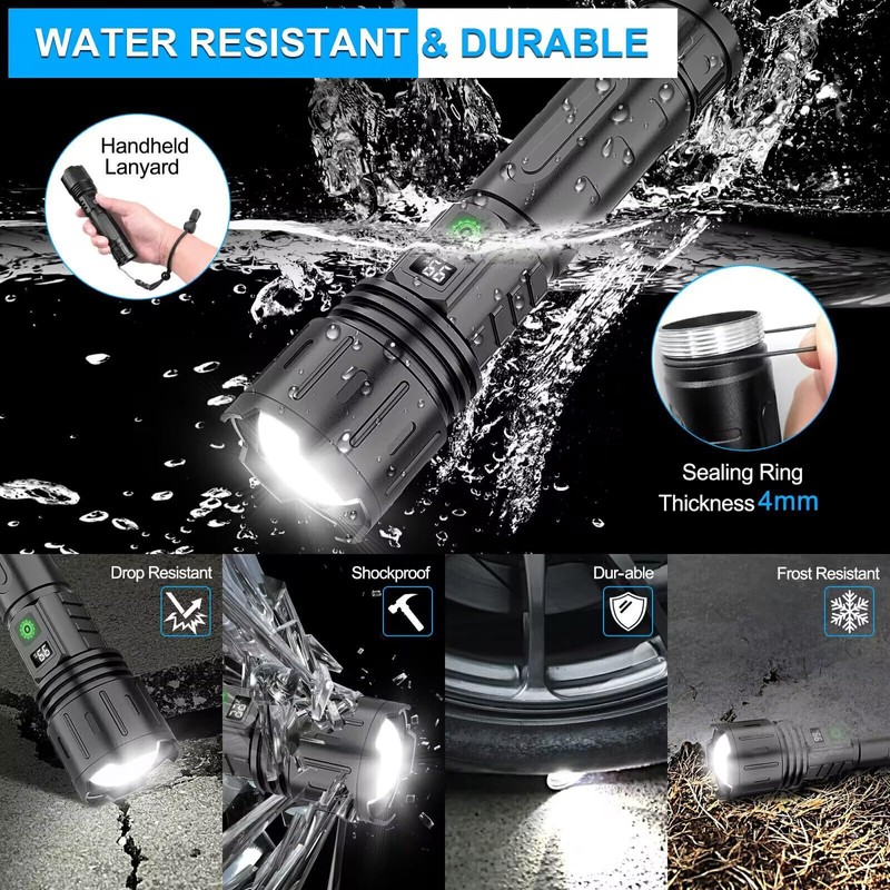 MOREVAC Rechargeable LED Flashlights High Lumens, High Lumens & 1500