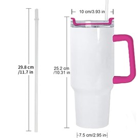 Icesip 40oz Sublimation Tumbler Blank, 20Pcs stainless steel tumblers coffee sublimation mugs car cup, Sublimation Cups with Mix Color Handle for Heat Transfer Machine Printing