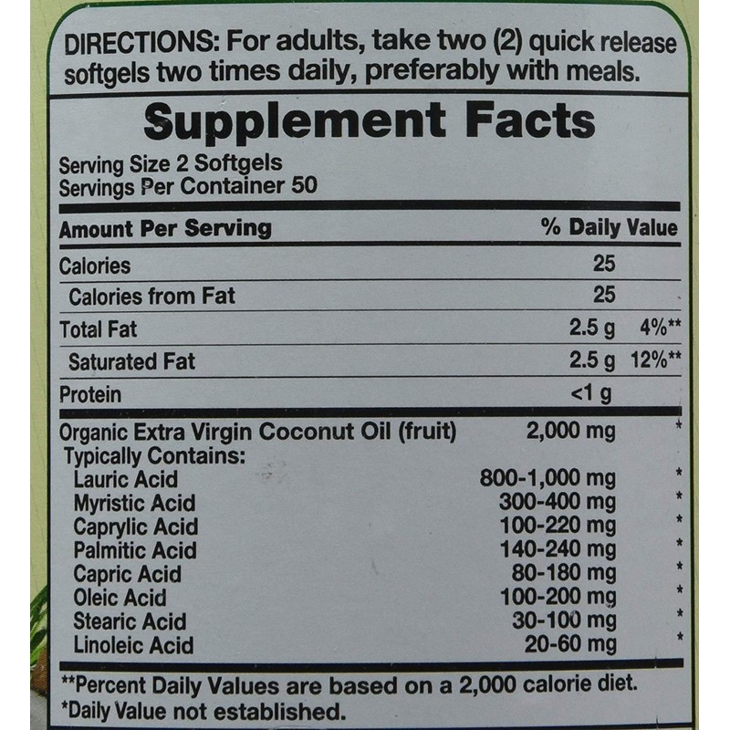 Nature's Truth Extra Virgin Coconut Oil Quick Release Softgels 1000mg