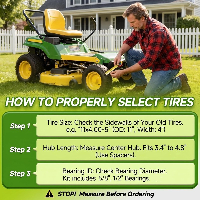 11x4.00-5 Lawn Mower Tires Flat Free, 2 Pack 11x4-5 Solid