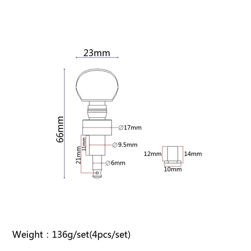 Alnicov 5 String Banjo Geared Machine Heads 5Piece W/Pearled Pegs,Chrome