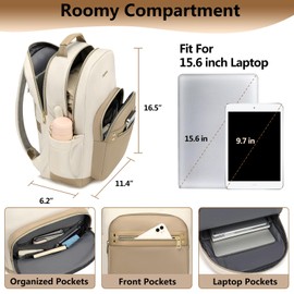 Laptop Backpack Women Work Bags - 15.6 inch Travel Backpack with USB Charger College Bookbag Waterproof Business Computer Backpack Anti-theft Casual Work Backpacks for Women Nurse Teacher Khaki