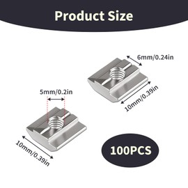 Pack of 100 T-Slot Nuts M5, Aluminium Profile Slot Nuts, T Nut Series 20 Hammer Nut Aluminium Profile, Hammer Head T Slot Nuts for Drips in Nuts for 20 mm with M5 Thread, Ideal for 3D Printers
