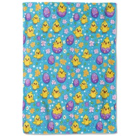 coedoaes Easter Chicks and Eggs Fleece Blanket - 50x60in Flower Rustic Festive Throw Blankets,Soft Cozy Lightweight, Ideal for Living Room Home Farmhouse Decor and Kids Women Girls Spring Gifts
