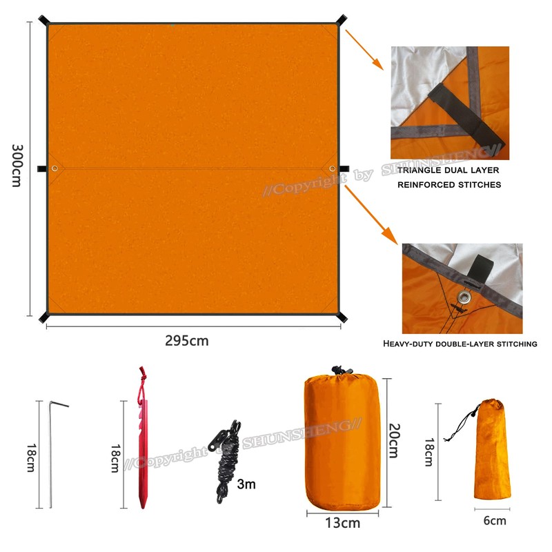SHUNSHENG Camping Tarp Hammock Rain Fly RipStop Waterproof Tent Tarp,