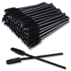 100 Pcs Mascara Wands, Disposable Eyelash & Eyebow Brush, Lash Spoolies for Lash Extensions Brow Grooming Wands Applicator, Makeup Brushes for Eye Brow Durable Handle Soft Bristals, Black