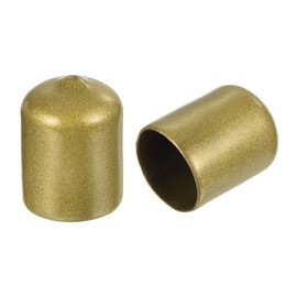 uxcell 50pcs Round Rubber End Caps 23/32"(18mm) Gold Vinyl Cover Screw Thread Protectors