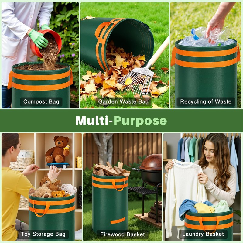 Enbagold 3X 120L Gartenabfallsack Stabil, Laubsack mit Griffen Gartensack Groß,