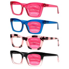 BIENCOOL Progressive Multifocus Reading Glasses for Women Men Blue Light Blocking Readers with Spring Hinges (4 Mix color, 3.50, x)