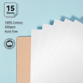Lightwish Watercolor Sketchbook,100% Cotton Acid Free Watercolor Journal,450gsm Cold Press Watercolor Paper for Artists,Adults,Students,15 Sheets,5.5 * 8.2 Inches Paper