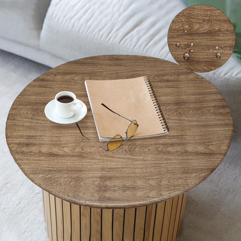 sourcing map Round Table Cover with Elastic Edge Fits 45"-56"