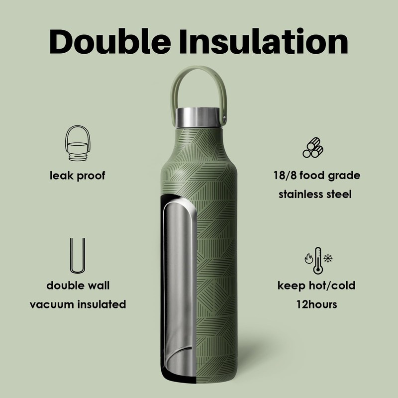 Bottle Bottle 600ml Insulated Water Bottle with Handle Hiking Drink