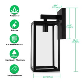 MAXvolador Outdoor Wall Lantern, Extra Large Exterior Waterproof Wall Sconce Light Fixture, Black Anti-Rust Wall Mount Lighting, E26 Base Wall Lamp