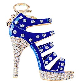 Bstedyas - Llavero de vidrio con diseño de animales del océano, accesorio para bolso de coche, colgante de cartera, adorno para decoración de bolso, Zapato de tacón alto azul profundo, S