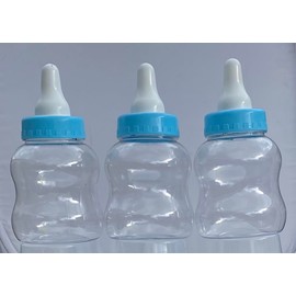 Baby Bottle Piggy Bank Funny Coin Bank Transparent PVC Piggy Bank for Kids Toddler Boys Girls 3 pcs (Blue)