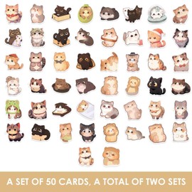 100 Cat Stickers, Scrapbook Stickers, Cartoon Cat Stickers, Funny Stickers, Decorative Cat Stickers
