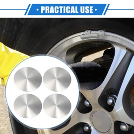 VekAuto 4 Pcs Wheel Center Cap Sticker, 75mm Universal for Car Metal Silver Tone