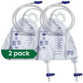 Urine Catheter Bags for Men and Women - 2 2000ml Overnight Bedside Drainage Bag - Sterile and Disposable Triangle Urine Bags