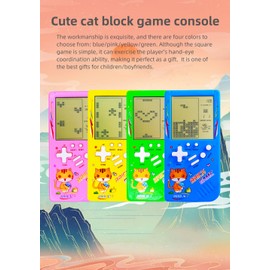 TAQY Cute Cat Pattern Block Game Console 23 Brick games Racing/Tank battle Retro Mini game machine Children's game console 70/80/90's Nostalgic Gifts Puzzle Toy Handheld Portable game device (Pink)