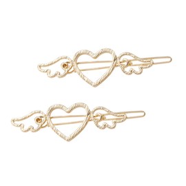 Baluue 2pcs Heart Hairpins Wing Design Non- Hair Styling Grips for Women and Girls Elegant Barrettes for Daily Wear and Special Occasions