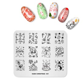 Rolabling Christmas Nail Stamping Plates New Year Christmas Santa Snowman Snowflake Christmas Tree Manicure Print Image Template