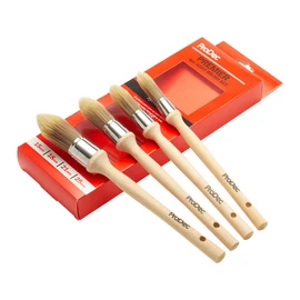 ProDec PBSA005 4 piece Trade Professional Pointed Synthetic Sash Brush Set Ideal for Precise Painting of Sash Windows, Architraves, Moulded or Profiled Surfaces with Gloss and Satin Paints, Brown
