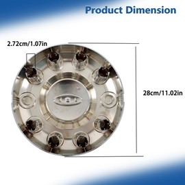 Silscvtt Chrome 10 Lug Front 19.5 Wheels Center Hubcap Cover Replacement for F450 F550 Super Duty 2WD 4x2 2005-2016 5C3Z1130MA 5C3Z-1130-MA