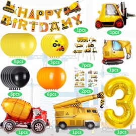 Construction Birthday Party Supplies for Kids,Party Decorations Kits 3 Year Olds Construction Birthday Supplies Foil Balloons for Construction Theme