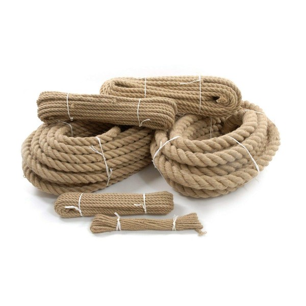 Natural Jute Rope Twisted Braided Decking Garden Boating Sash 6mm - 40mm (18mm, 5m)