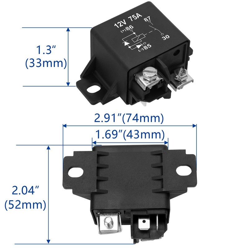 Weasch 0332002156 Normal Open Power Relay, 12V 75A, Applies to