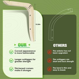 Wooden Plants Hanger, Plant Hangers Indoor Wall Mount, 8.58-Inch Hanging Plant Hooks For Wall, Basket Hooks for Lanterns, Flower Bracket, Wind Chimes, Lamp, Bird Feeders, Patio Decor(wood color 2PCS)