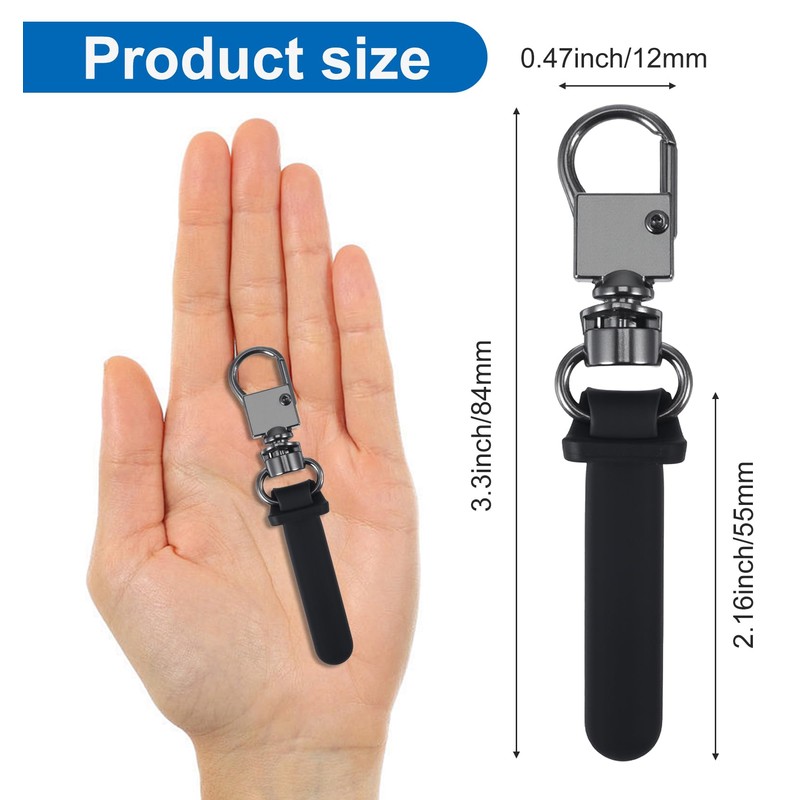 9Pcs Black Detachable Leather Zipper Pull, No-Tool Replacement Zipper Tab