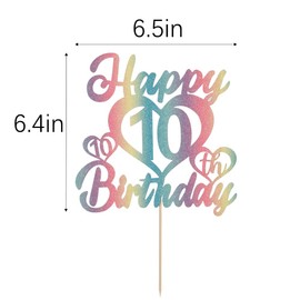 LVEUD Decoración para tarta de 10 cumpleaños con flash de color - Decoración para tarta de 10 cumpleaños