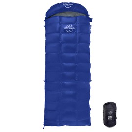 OMVMO 0 20 Degrees F Camping Sleeping Bag for Adults,4 Season Rectangle Down Fiber Sleeping Bag for Camping Hiking,Used as Blanket Quilt or Cloak (Darkblue/0℉/Right Zipper, Regular(Fits up to 6'0''))