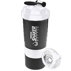 CoWalkers Botella para Proteina Gym de Coctelera con mezclador, almacenamiento de giro y bloqueo de 3 capas, 100% libre de BPA Prueba de fugas Fitness Deportes Nutrición Suplementos 650ml (Blanco)
