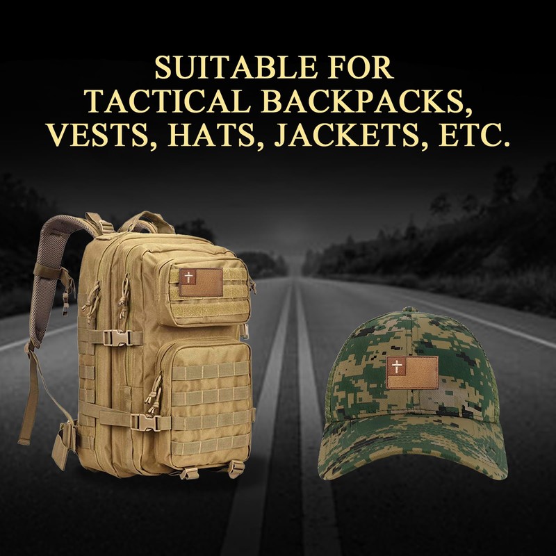 EmWoot 2PCS Cross Flag Patch Embroidered Patch Tactical Morale Patch