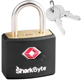 SharkByte TSA Luggage Lock with Keys, Key Travel Locks, Suitcase Padlock for Luggage, Small Keyed Luggage Locks Brass for Gym Lockers, Laptop Bags, Travel Suitcases, Backpacks, Zippers, Travel Bags