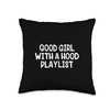 Good Girl With A Hood Playlist Throw Pillow