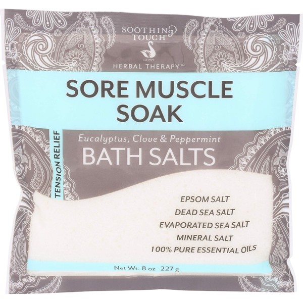 Soothing Touch Sore Muscle Soak Bath Salts Pouch, Peppermint, 8 Oz