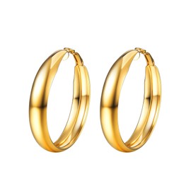 Prosteel Women's Creole Earrings Stainless Steel / 18 K Gold Plated Huggie Hoop Folding Hoop Earrings for Women Girls 25/30/40/60/70/80 mm Large Circle Earrings Accessory, Gold Plated