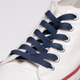 CCSOFTIME Premium Flat Shoelaces, Extremely Tear-Resistant, 8 mm Wide, for Trainers, Sports Shoes, Trainers, Chucks, Replacement Shoelaces for Women, Men, Children, 10 Colours, 11 Length, darkblue