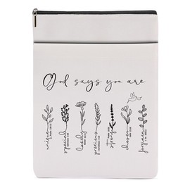 Bible Book Sleeve Book Lovers Gifts Inspiratiobal Christian Gifts Book Cover Book Protector with Zipper and Front Pocket Book Pouch Book Accessories Bookish Gifts Religious Gifts for Women